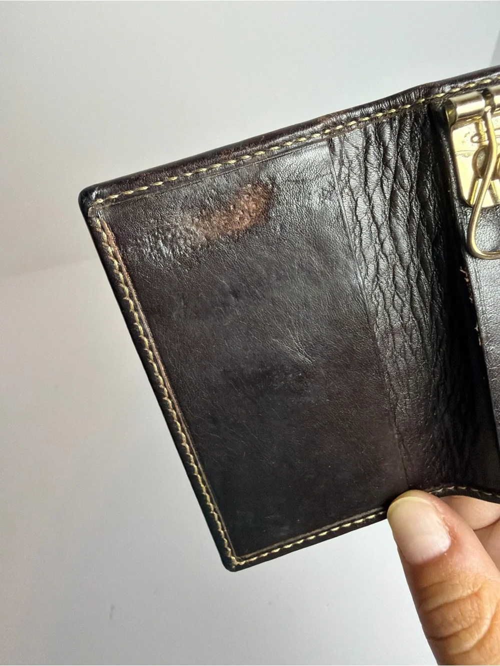 Gucci Vintage Interlocking GG Web Stripe Brown Leather Key Holder Case